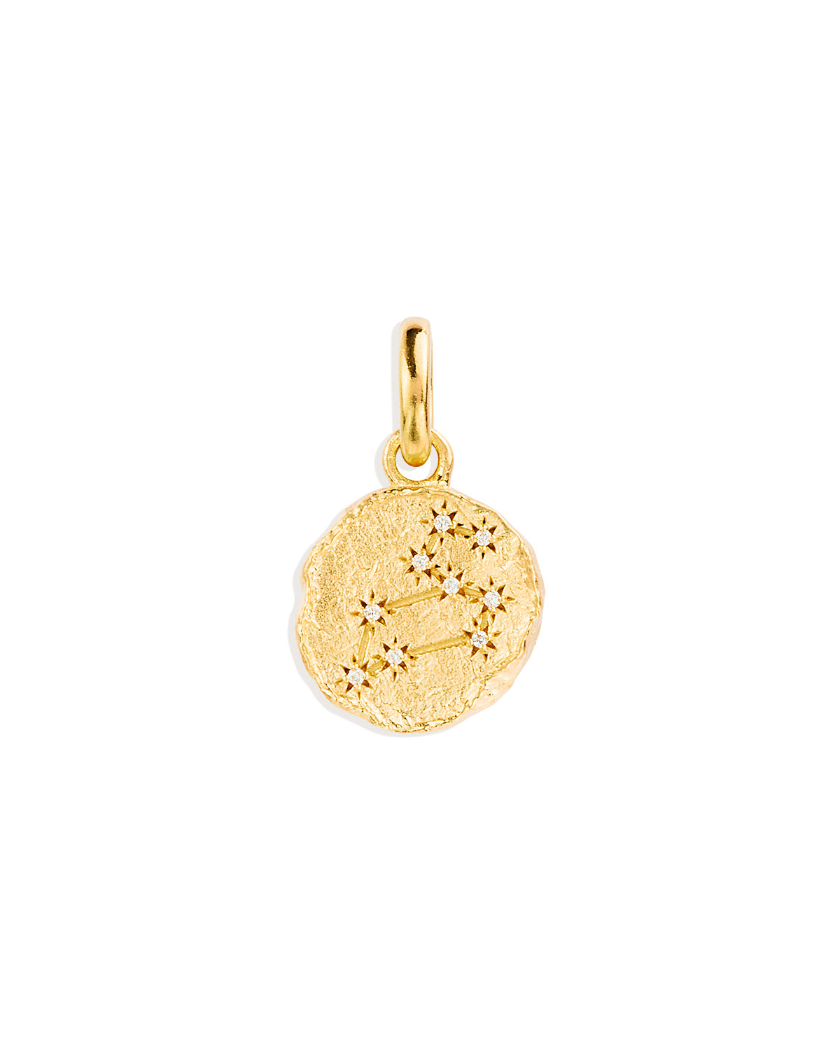 Golden Aries Zodiac Pendant with 0.02 TCW Round Lab Grown Diamond