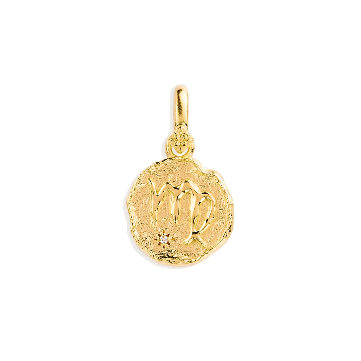 Golden Aries Zodiac Pendant with 0.02 TCW Round Lab Grown Diamond