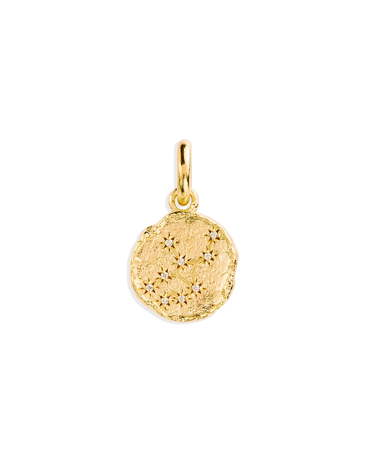 Golden Aries Zodiac Pendant with 0.02 TCW Round Lab Grown Diamond