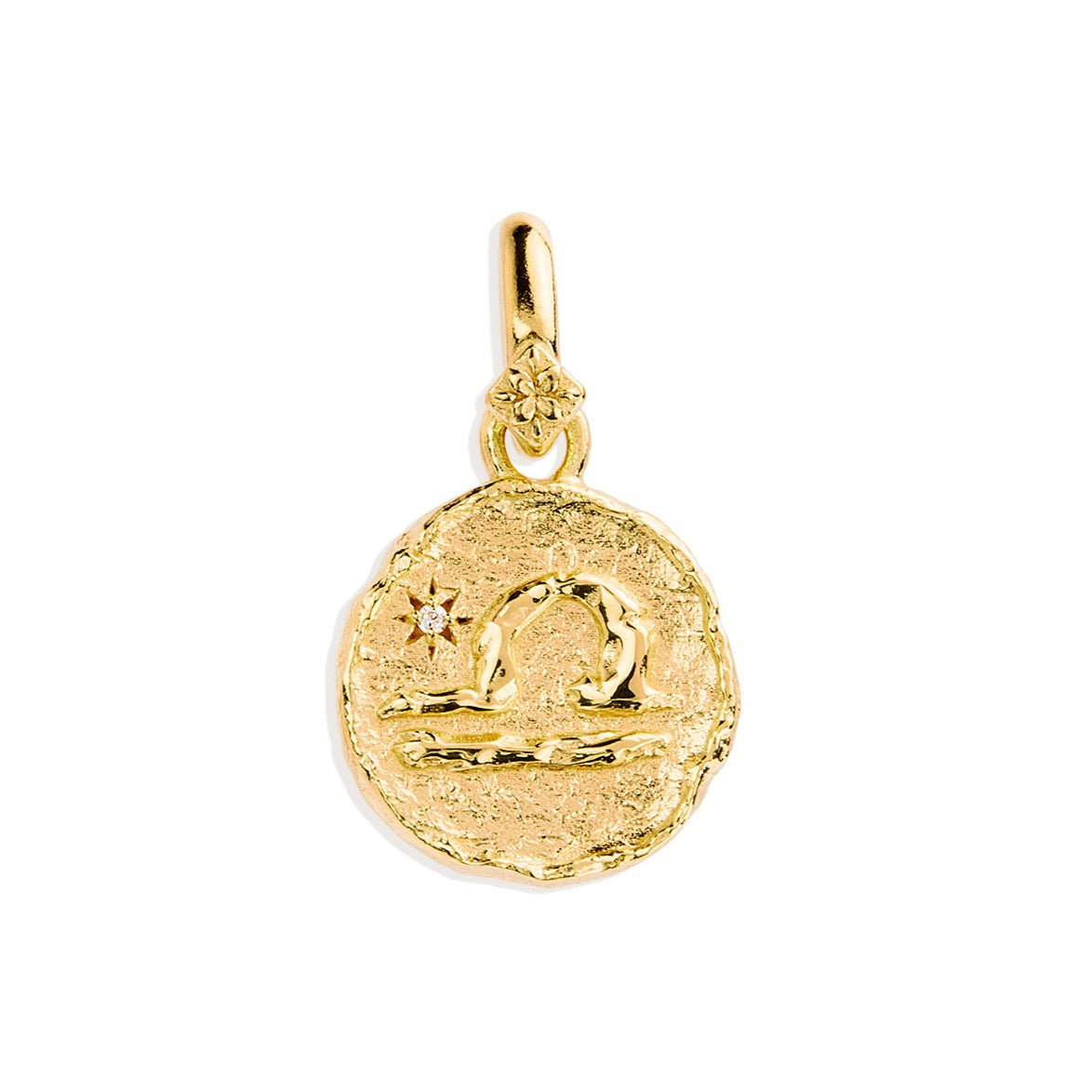 Golden Aries Zodiac Pendant with 0.02 TCW Round Lab Grown Diamond