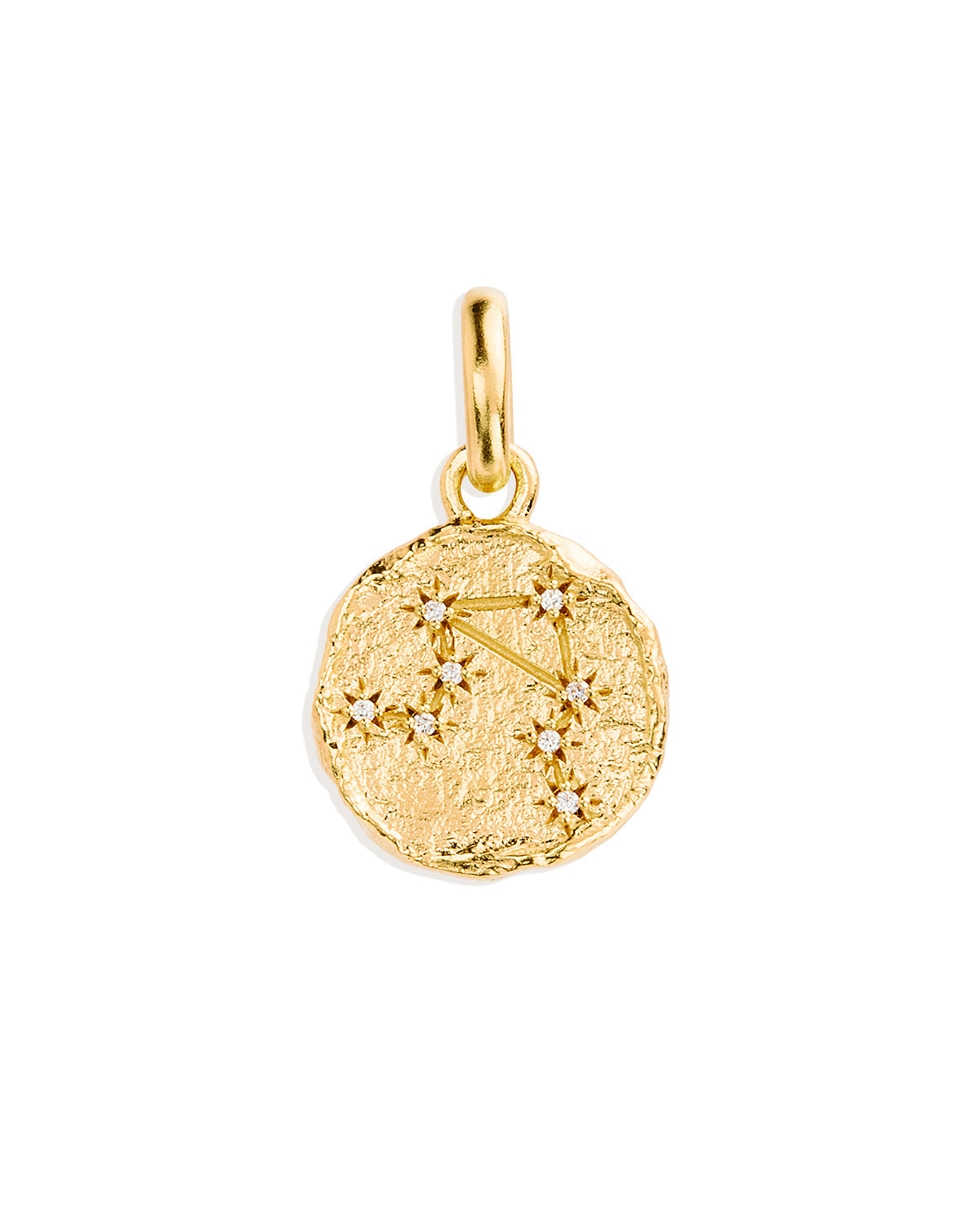 Golden Aries Zodiac Pendant with 0.02 TCW Round Lab Grown Diamond