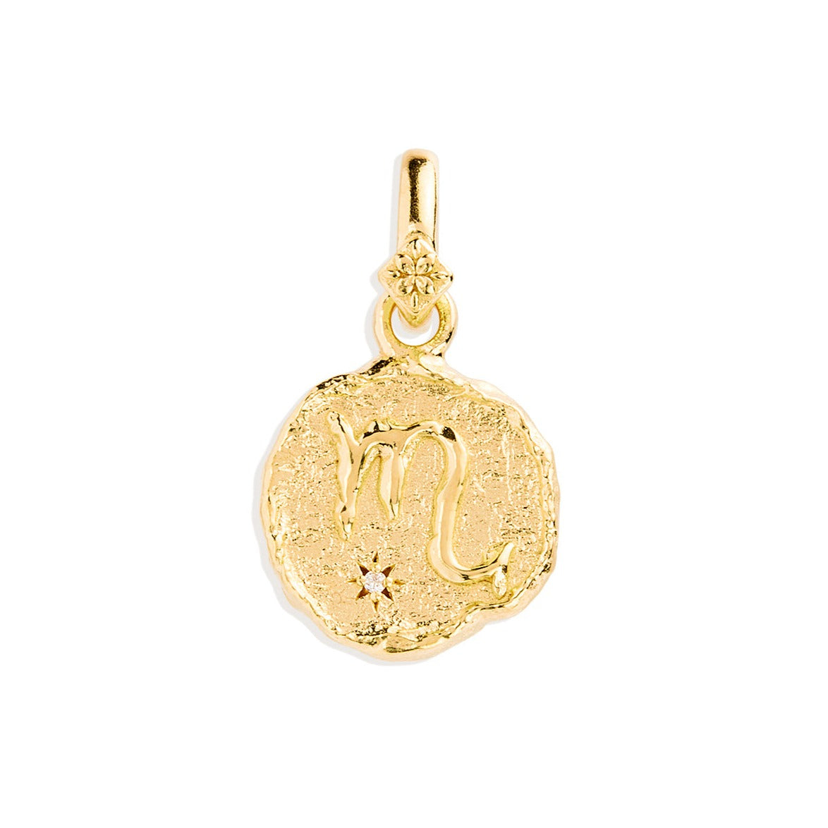 Golden Aries Zodiac Pendant with 0.02 TCW Round Lab Grown Diamond