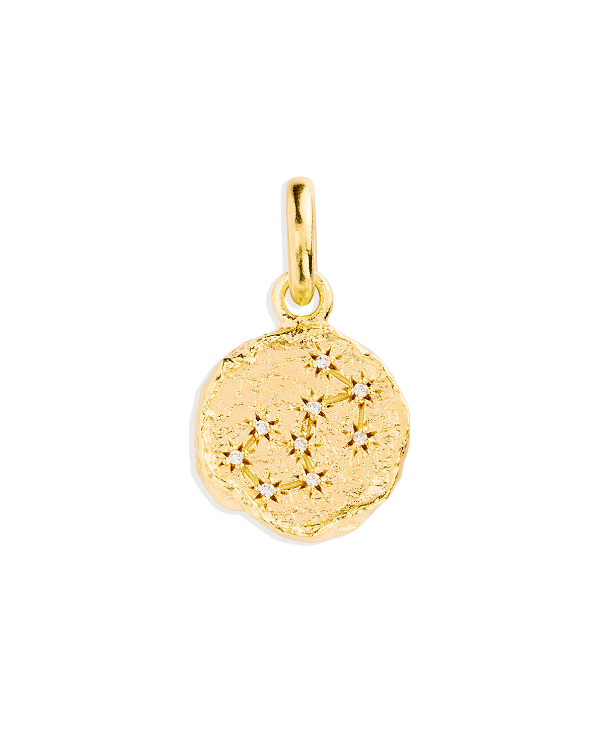 Golden Aries Zodiac Pendant with 0.02 TCW Round Lab Grown Diamond