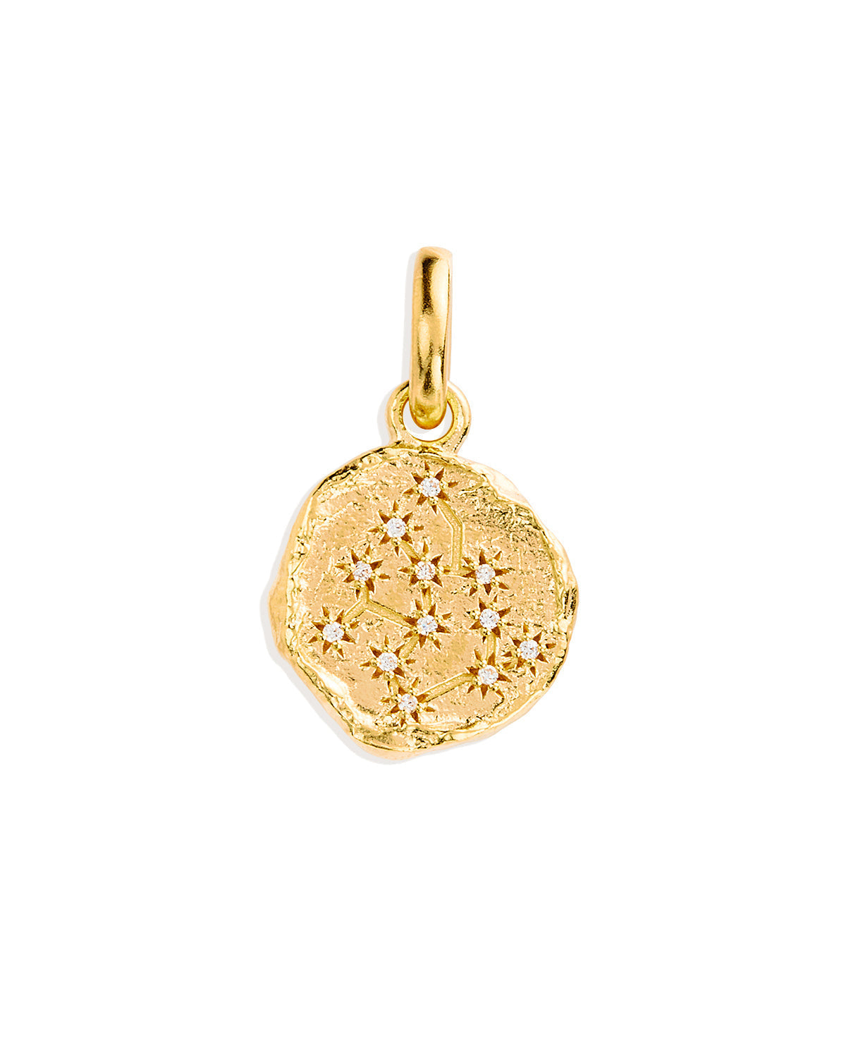 Golden Aries Zodiac Pendant with 0.02 TCW Round Lab Grown Diamond