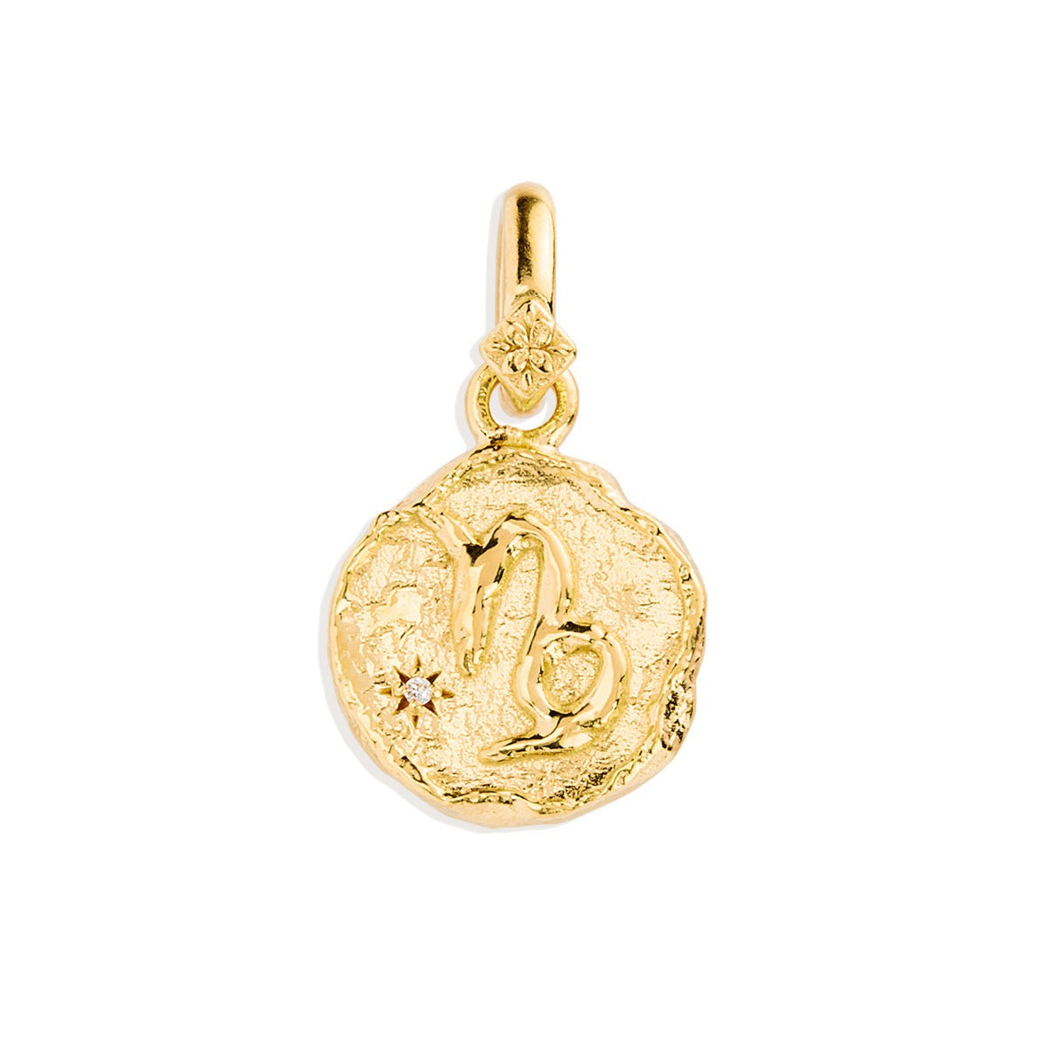 Golden Aries Zodiac Pendant with 0.02 TCW Round Lab Grown Diamond