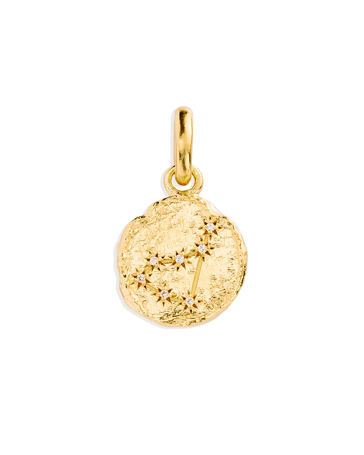 Golden Aries Zodiac Pendant with 0.02 TCW Round Lab Grown Diamond