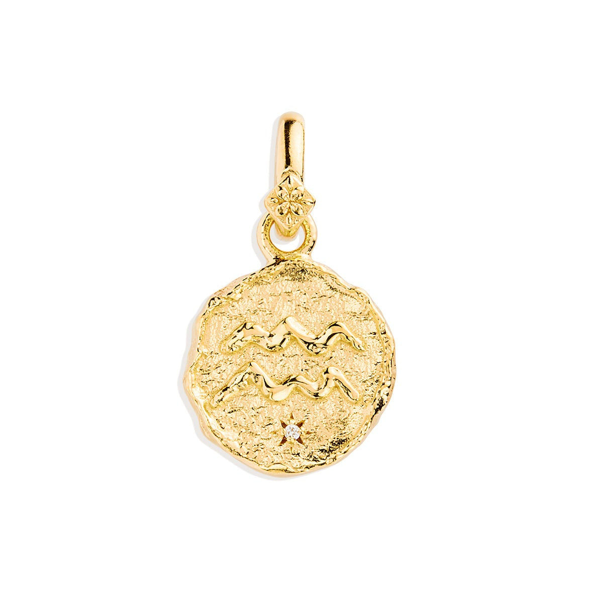 Golden Aries Zodiac Pendant with 0.02 TCW Round Lab Grown Diamond