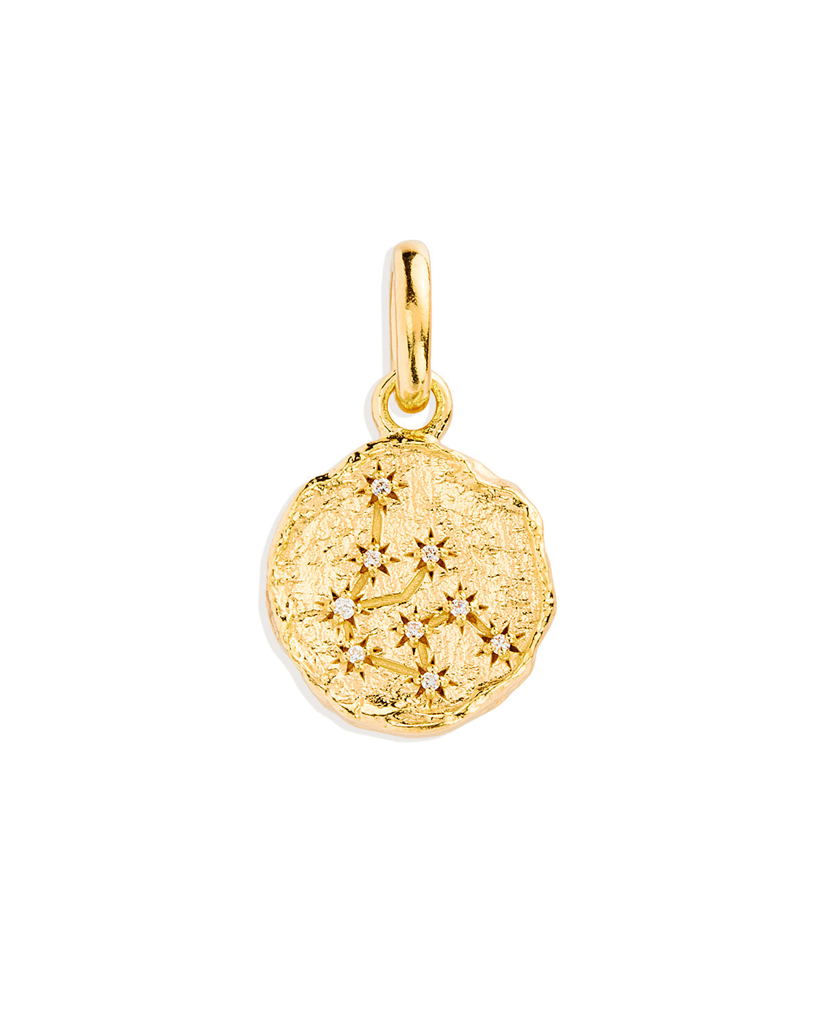 Golden Aries Zodiac Pendant with 0.02 TCW Round Lab Grown Diamond