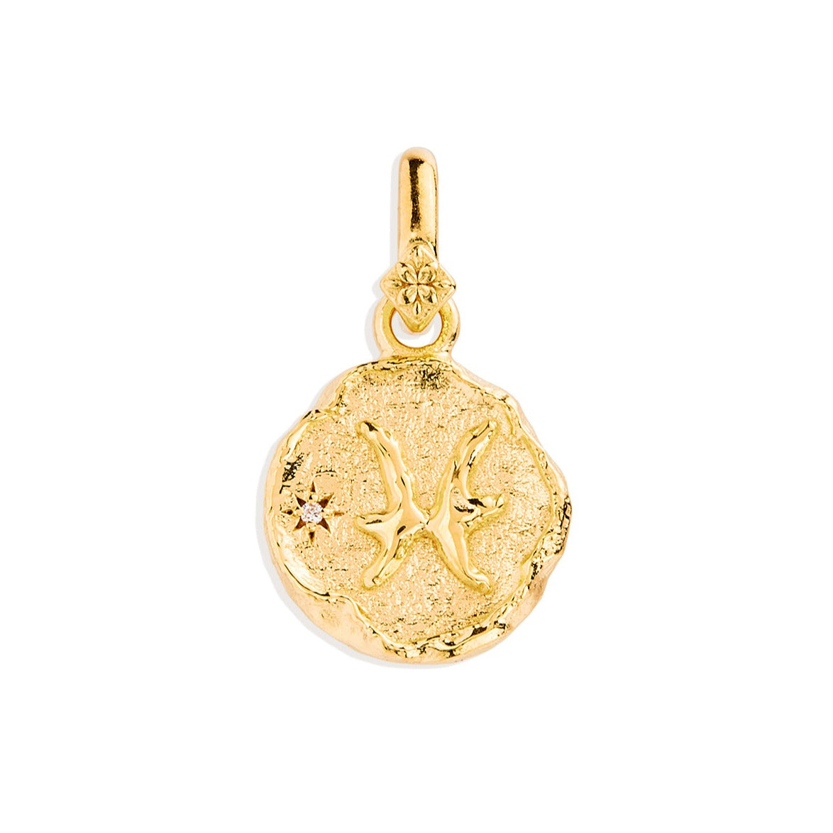 Golden Aries Zodiac Pendant with 0.02 TCW Round Lab Grown Diamond