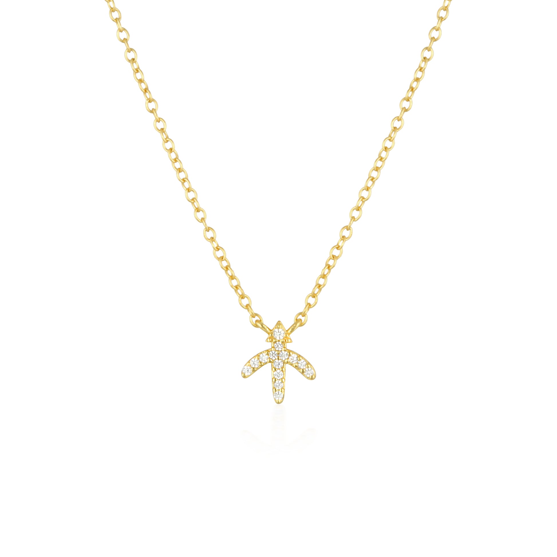 0.07 TCW Round Lab-Grown Diamond Sagittarius Necklace Charm in Gold 1