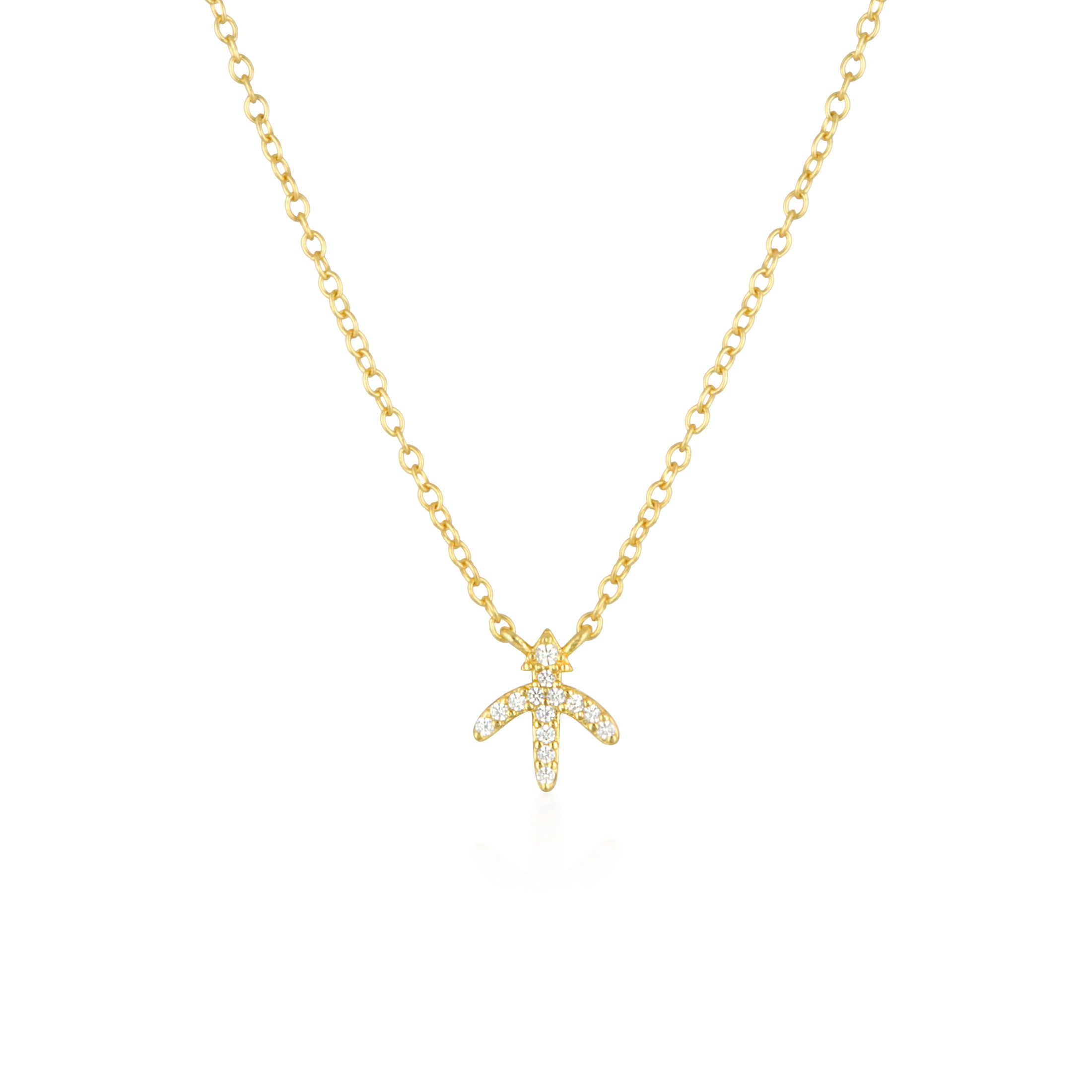 0.07 TCW Round Lab-Grown Diamond Sagittarius Necklace Charm in Gold