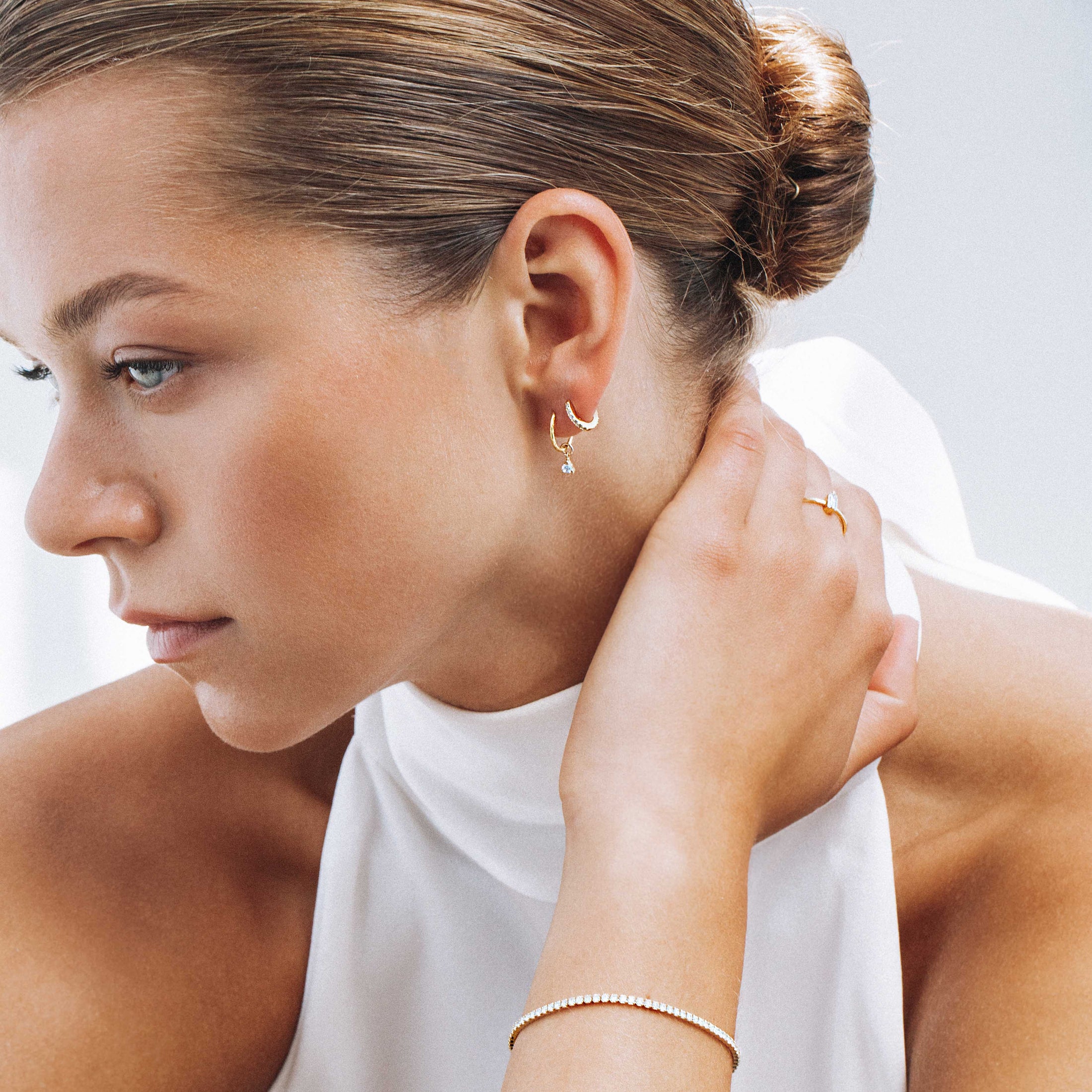 Gold Hoop Earrings with 0.2 TCW Round Lab-Grown Diamonds