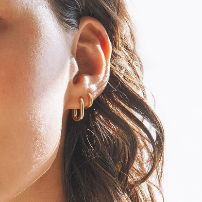 Sleek Gold Elongated Huggie Hoop Earrings 5