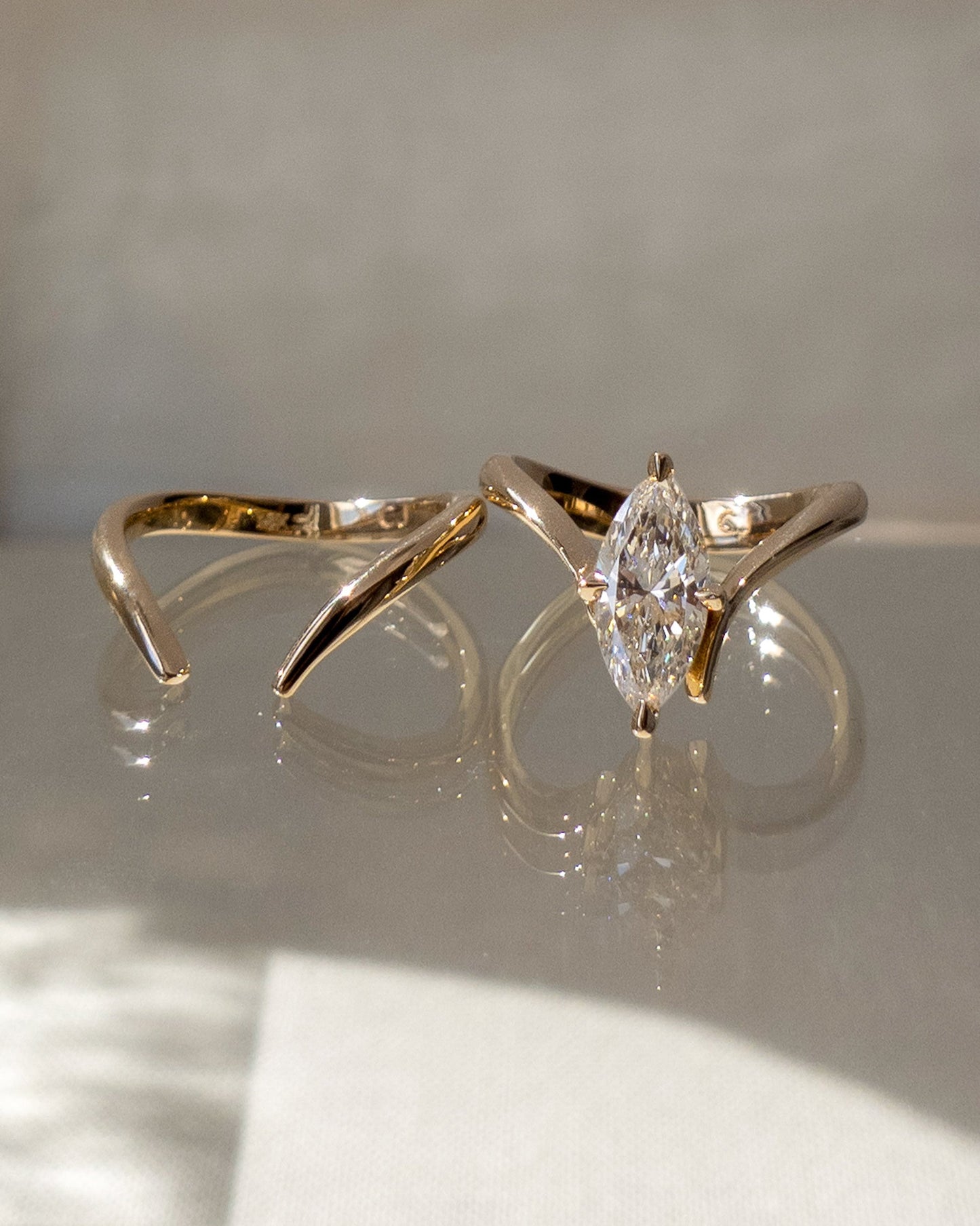 Custom Listing for Lauren-Marquise Cut Rapture Compass Prong with Plain Band Lab Grown Diamond Bridal Set