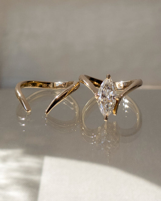 Custom Listing for Lauren-Marquise Cut Rapture Compass Prong with Plain Band Lab Grown Diamond Bridal Set