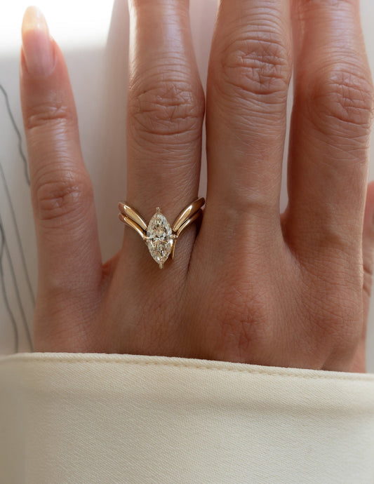 Custom Listing for Lauren-Marquise Cut Rapture Compass Prong with Plain Band Lab Grown Diamond Bridal Set