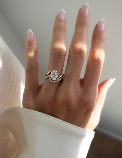 Solitaire Rapture & Pave Band- 2.5 CT Oval Lab Grown Diamond Bridal Set