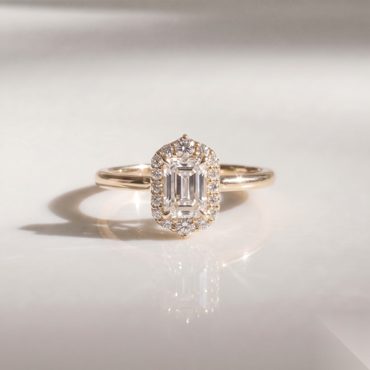 Halo-Emerald Lab Grown Diamond Engagement Ring
