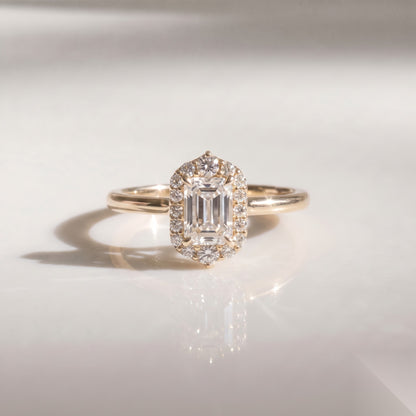 Halo-Emerald Lab Grown Diamond Engagement Ring