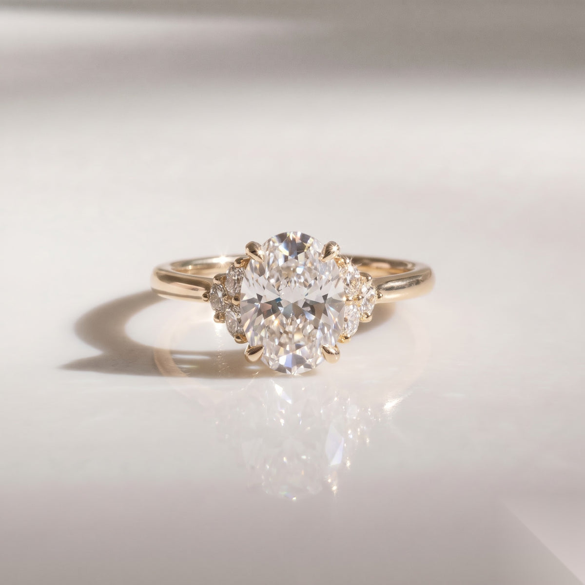 Cluster-Oval Lab Grown Diamond Engagement Ring