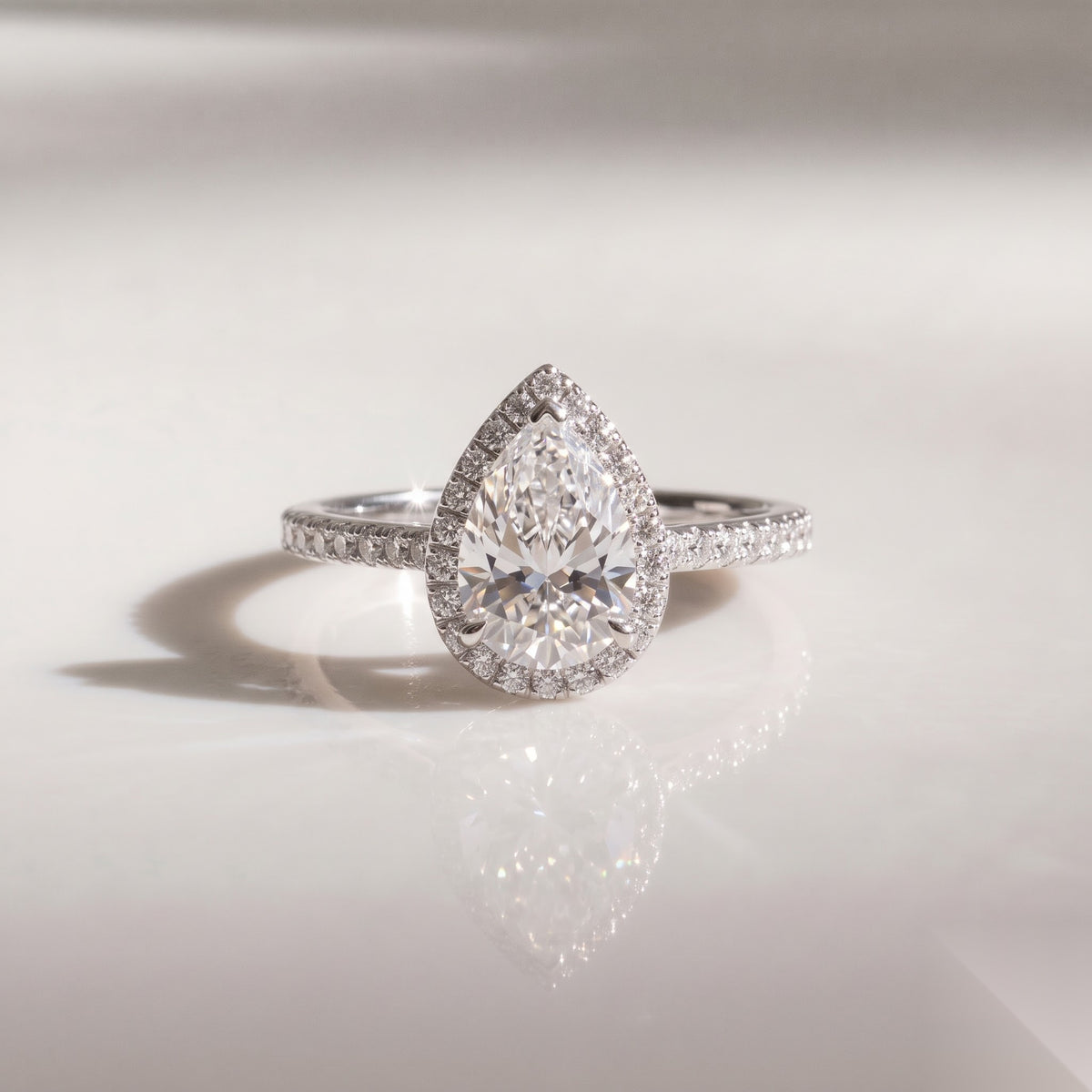 Halo & Pave-Pear Lab Grown Diamond Engagement Ring