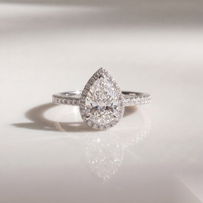 Halo & Pave-Pear Lab Grown Diamond Engagement Ring