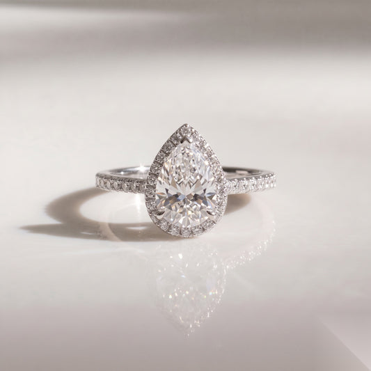 Halo & Pave-Pear Lab Grown Diamond Engagement Ring