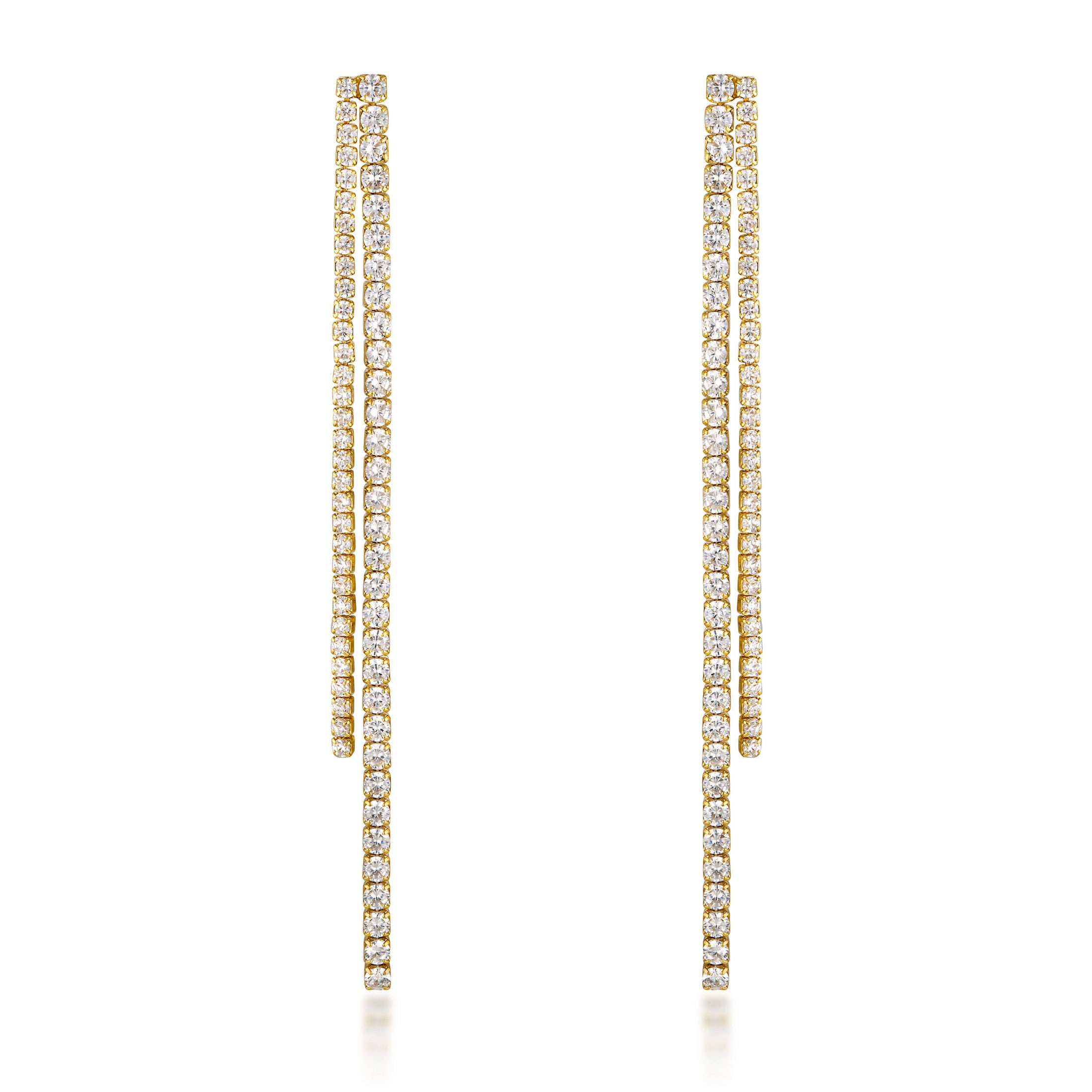 0.80 TCW Round Lab Grown Diamond Long Chain Earrings