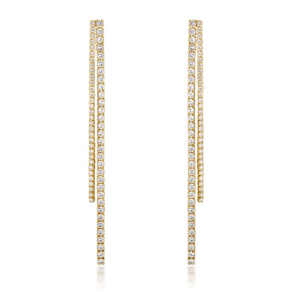 0.80 TCW Round Lab Grown Diamond Long Chain Earrings 1