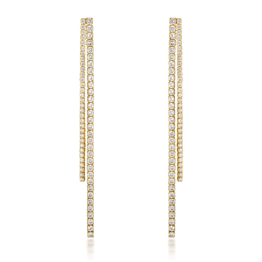 0.80 TCW Round Lab Grown Diamond Long Chain Earrings