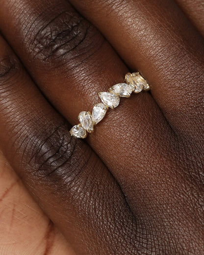 Curved- 0.25 CT Marquise Lab Grown Diamond Wedding Band