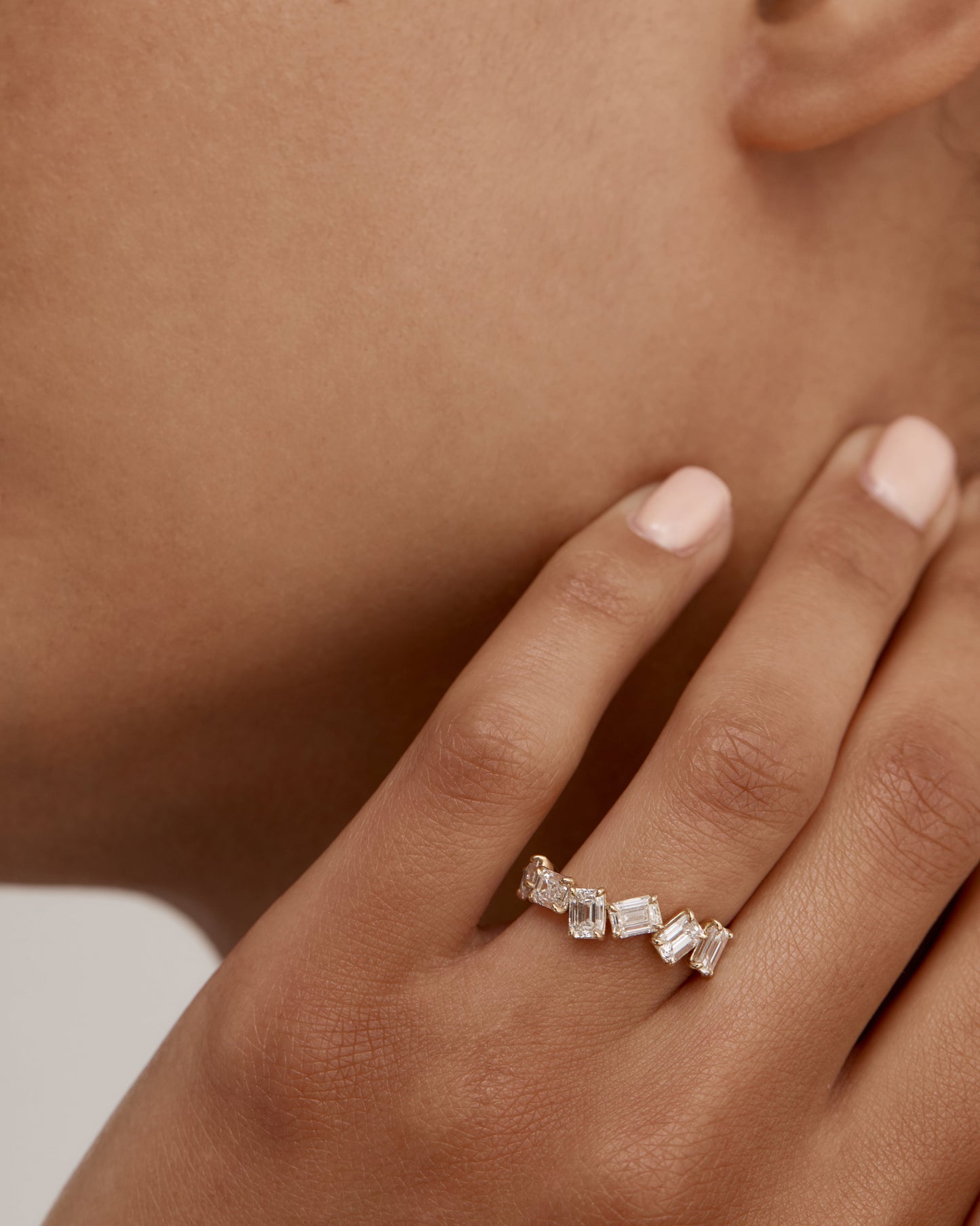 Curved- 0.25 CT Marquise Lab Grown Diamond Wedding Band