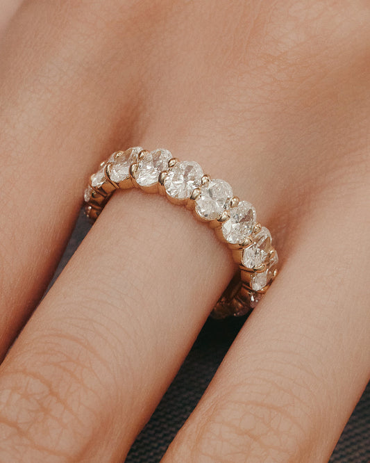 Half Eternity-3.9 CT Oval Lab Grown Diamond Wedding Band