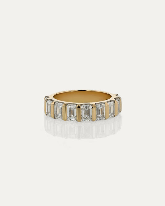 Half Eternity-3.35 CT Emerald Lab Grown Diamond Wedding Band