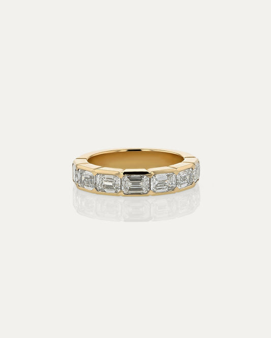 East West Half Eternity Bezel-2.6 CT Emerald Lab Grown Diamond Wedding Band
