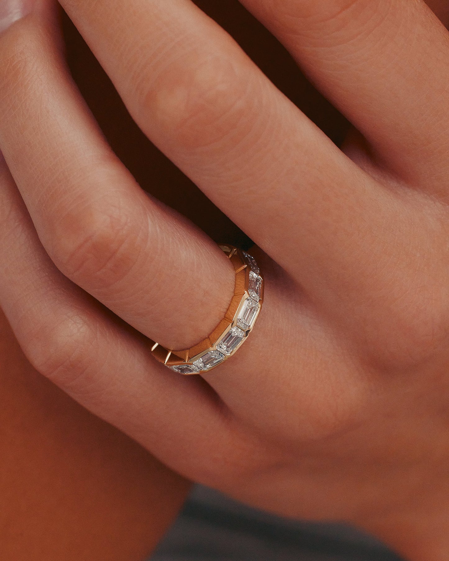 Curved- 0.25 CT Marquise Lab Grown Diamond Wedding Band