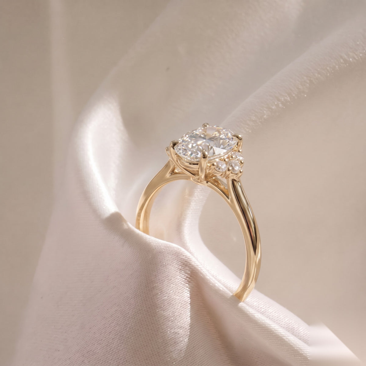 Cluster-Oval Lab Grown Diamond Engagement Ring