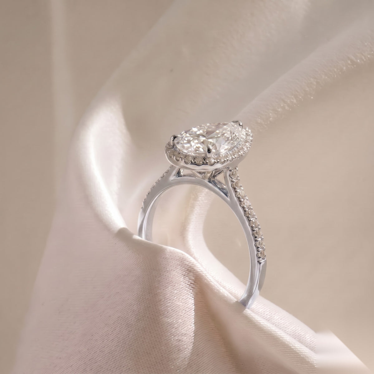 Halo & Pave-Pear Lab Grown Diamond Engagement Ring