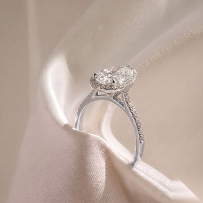 Halo & Pave-Pear Lab Grown Diamond Engagement Ring