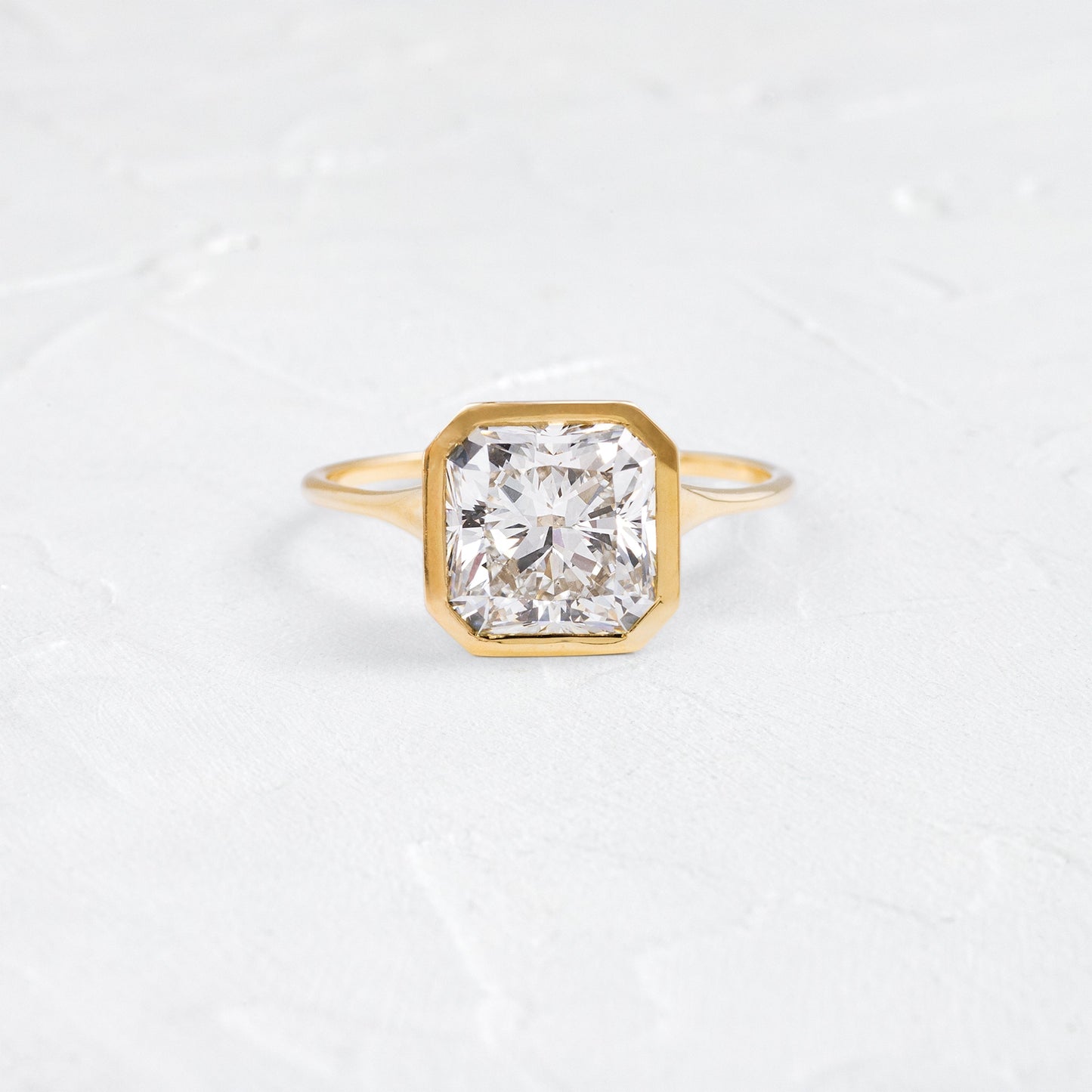 Solitaire Bezel-Square Radiant Lab Grown Diamond Engagement Ring