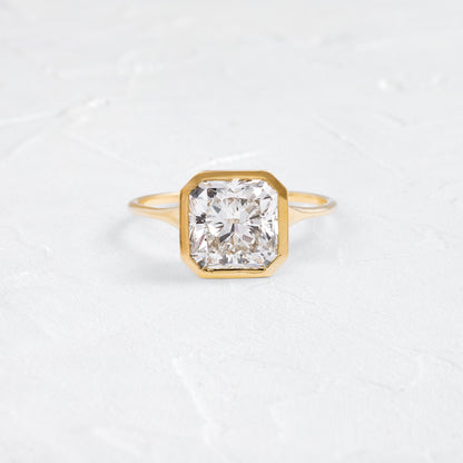 Solitaire Bezel-Square Radiant Lab Grown Diamond Engagement Ring