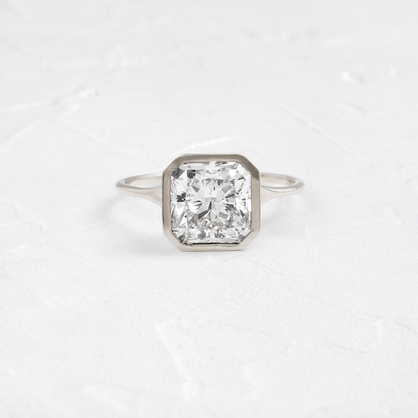Solitaire Bezel-Square Radiant Lab Grown Diamond Engagement Ring