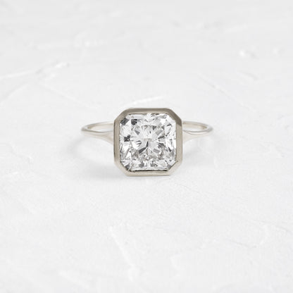 Solitaire Bezel-Square Radiant Lab Grown Diamond Engagement Ring