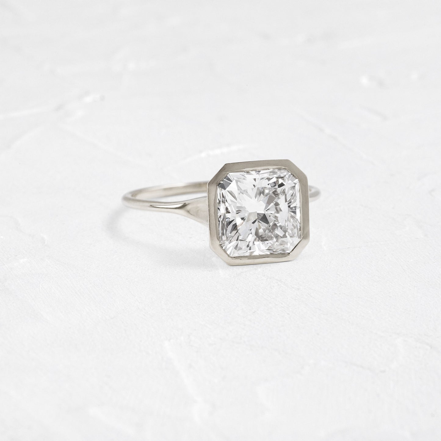 Solitaire Bezel-Square Radiant Lab Grown Diamond Engagement Ring