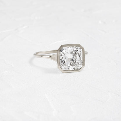Solitaire Bezel-Square Radiant Lab Grown Diamond Engagement Ring