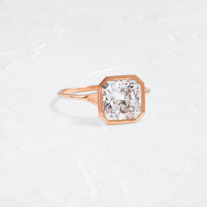 Solitaire Bezel-Square Radiant Lab Grown Diamond Engagement Ring