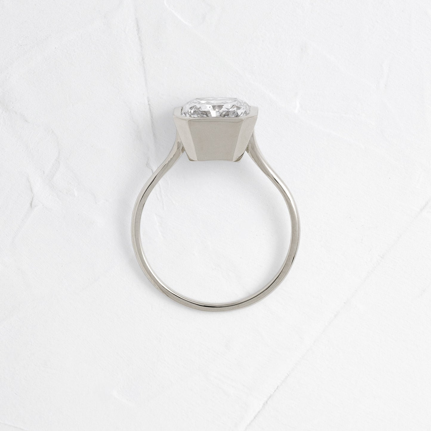 Solitaire Bezel-Square Radiant Lab Grown Diamond Engagement Ring