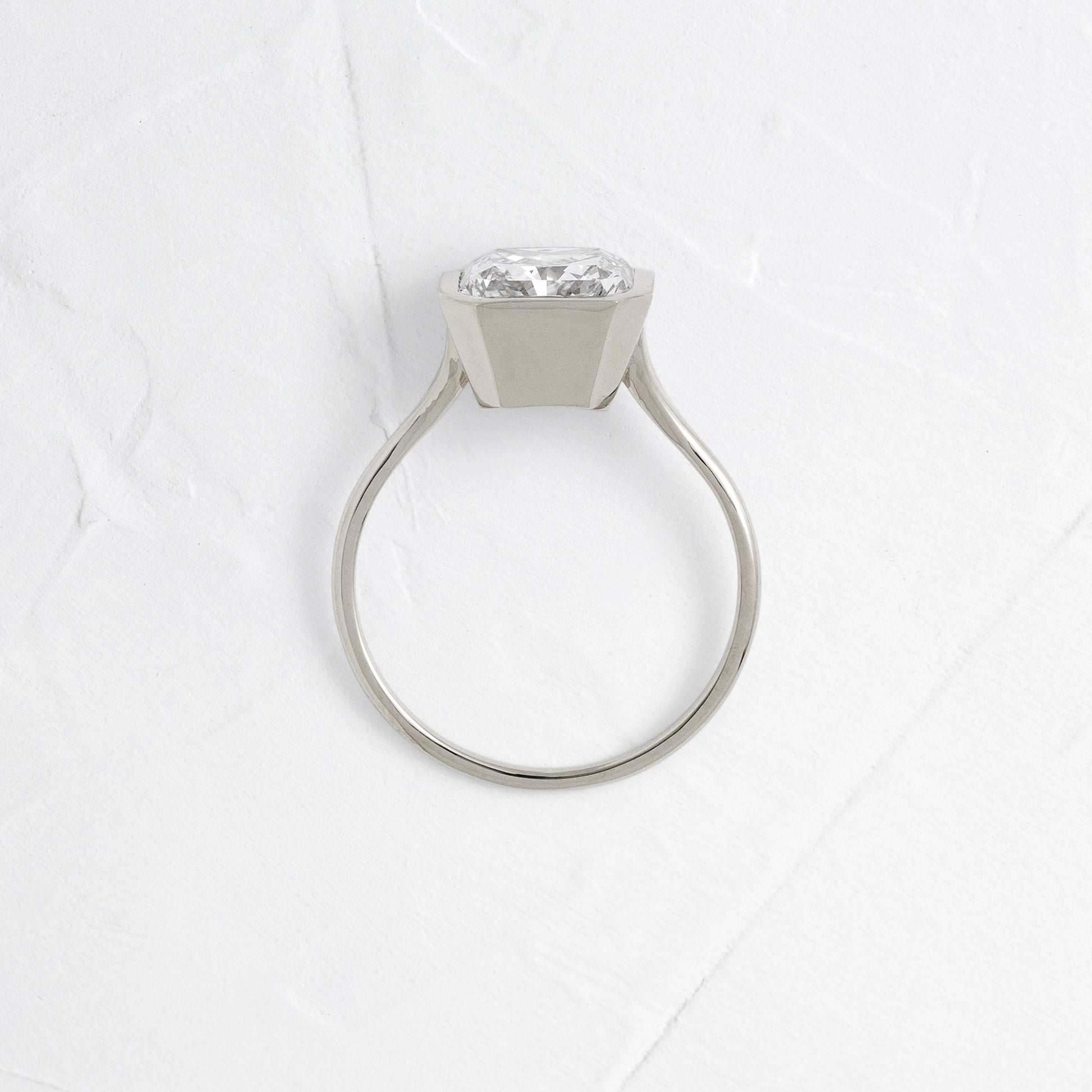 Solitaire Bezel-Square Radiant Lab Grown Diamond Engagement Ring