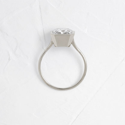 Solitaire Bezel-Square Radiant Lab Grown Diamond Engagement Ring
