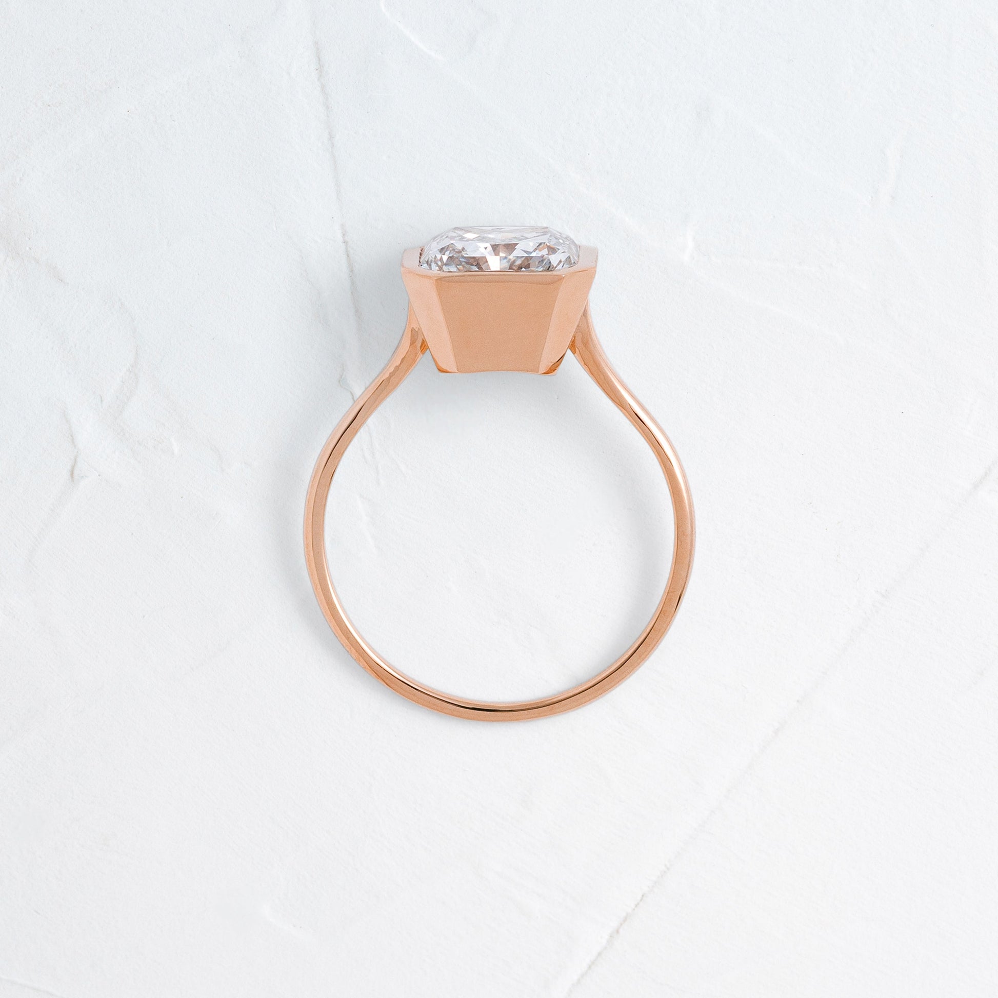 Solitaire Bezel-Square Radiant Lab Grown Diamond Engagement Ring